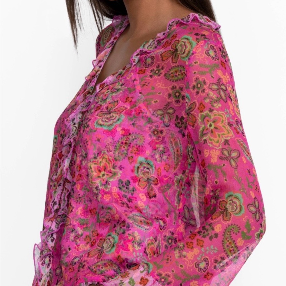 Johnny Was Foxglove silk blouse - Picture 2 of 5
